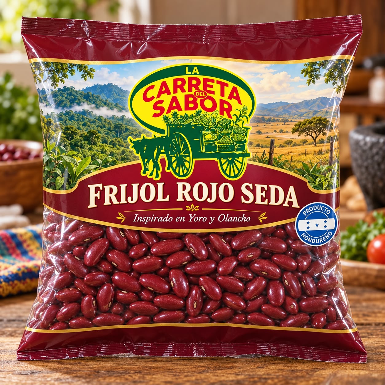 Frijol rojo seda La Carreta del Sabor en presentación empacada